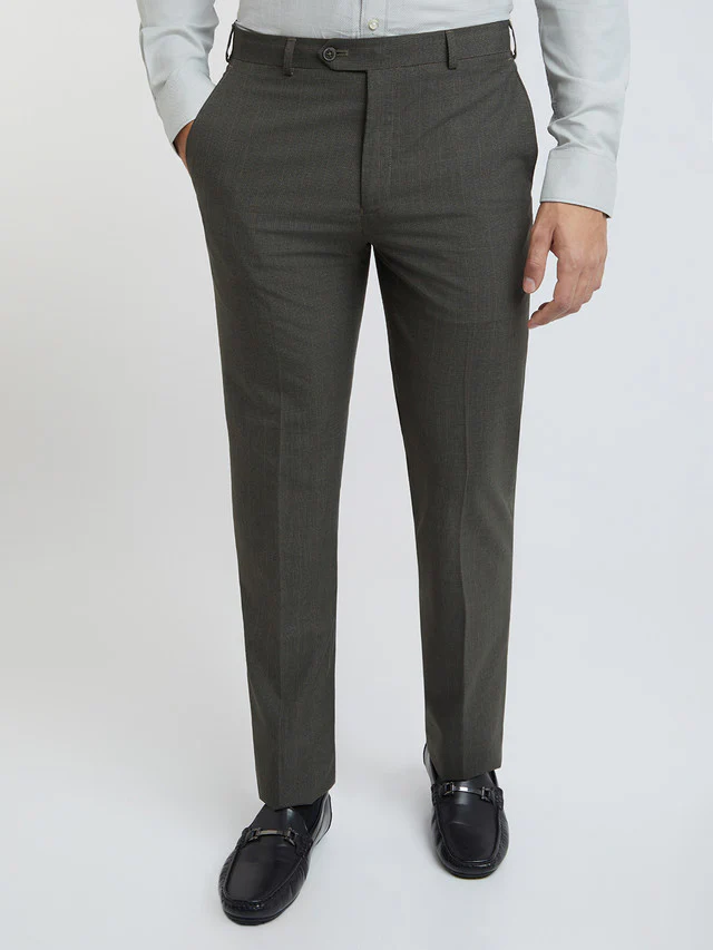 Raymond Men Green Checkered Contemporary Fit Trouser.