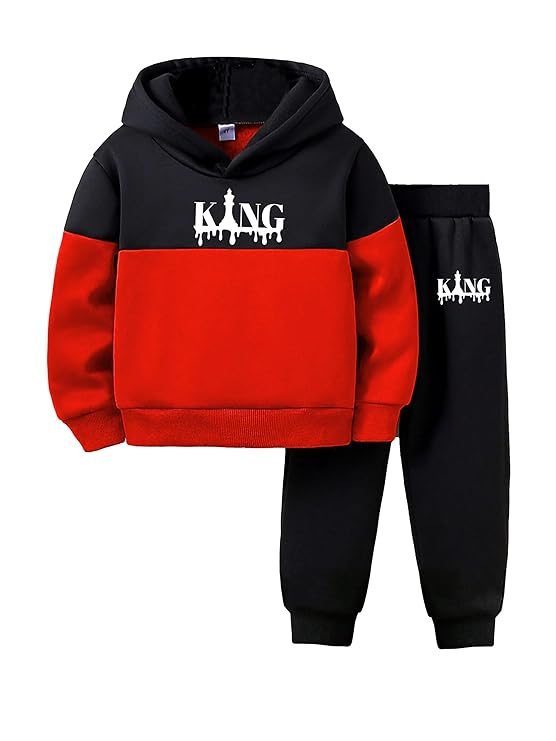 Boys Cotton Hoodie Sweatshirt and Jogger Set, Winter Wear Tracksuit, Full Sleeve